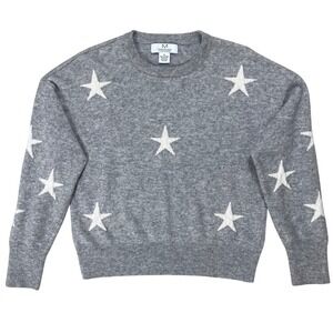XL Magaschoni 100% Cashmere Star Print Sweater Gray Womens Crewneck Coquette